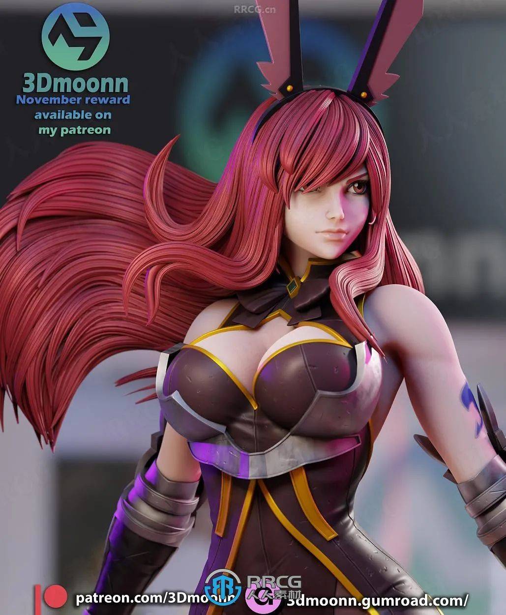 艾露莎·舒卡勒托erza scarlet《妖精的尾巴》动漫角色雕刻手办3d打印