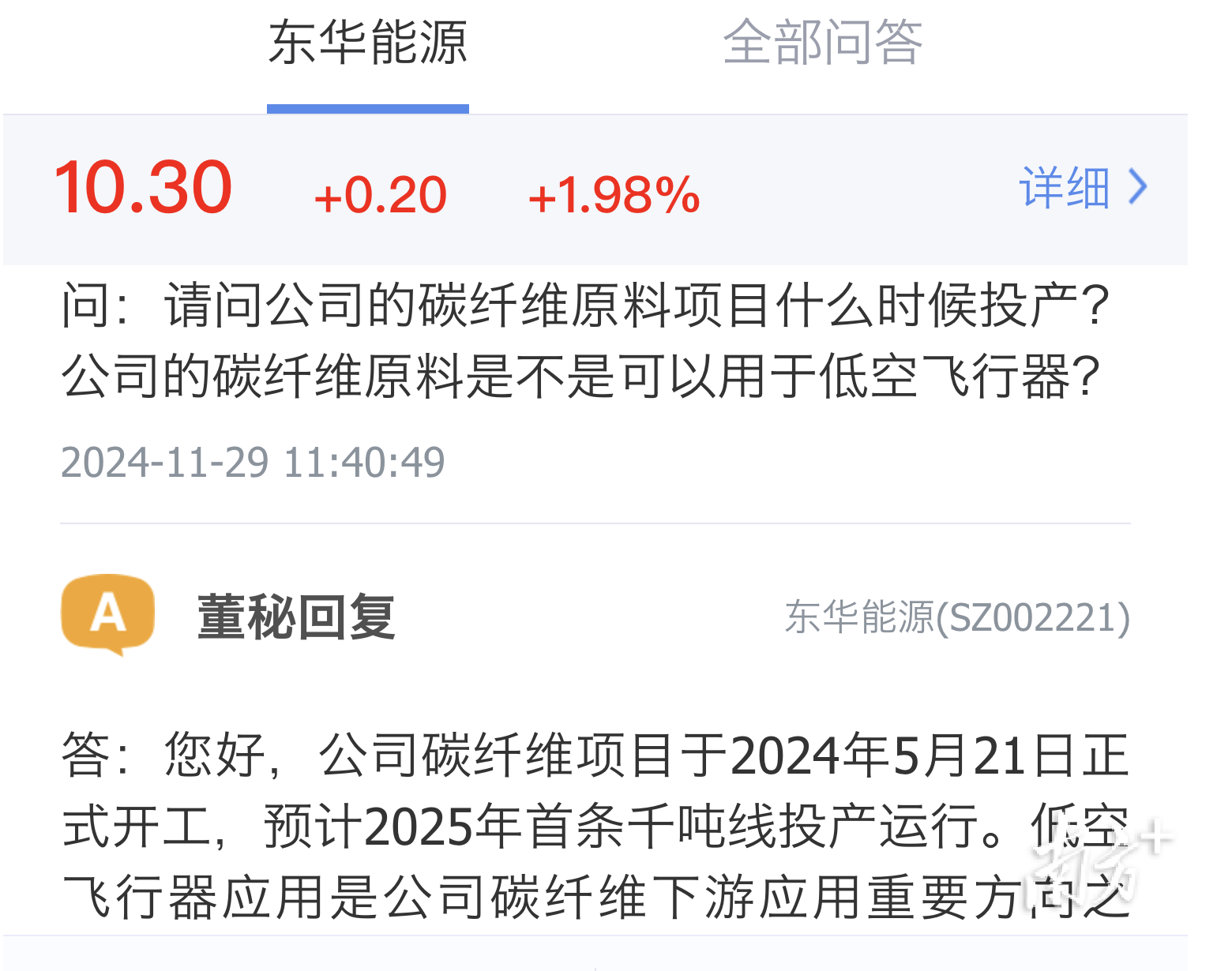 注资增5亿东华能源万吨级碳纤维项目首线投产时间透露