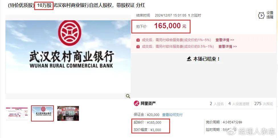1元拍卖武汉农商行股权引发“抢购” 掉坑还是捡漏？
