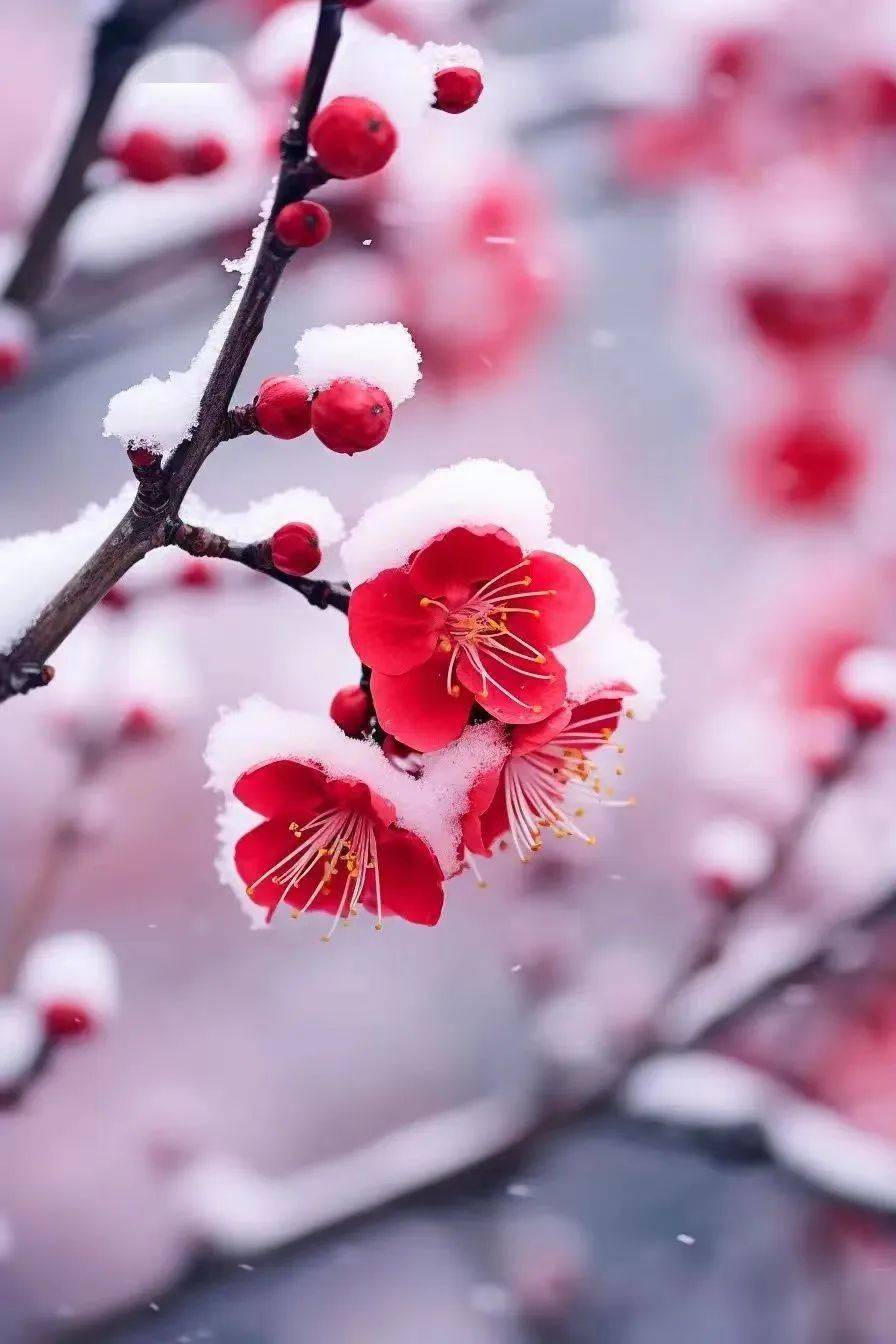 这组雪中红梅,太美了,养眼养心!