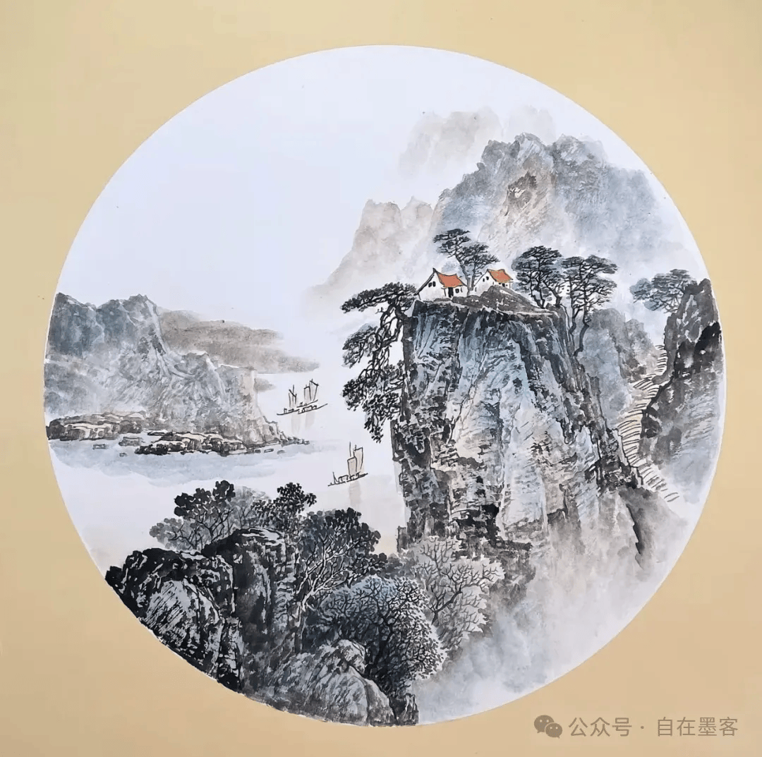 写意水墨山水小品16图,山水相依,唯美!