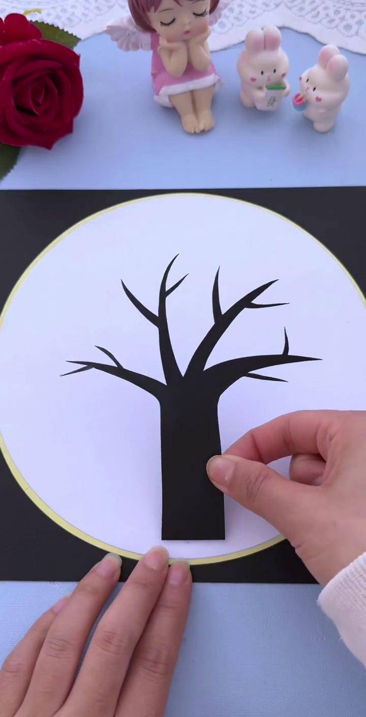 水果网画春天的大树,快来试试吧幼儿园手工 手工diy