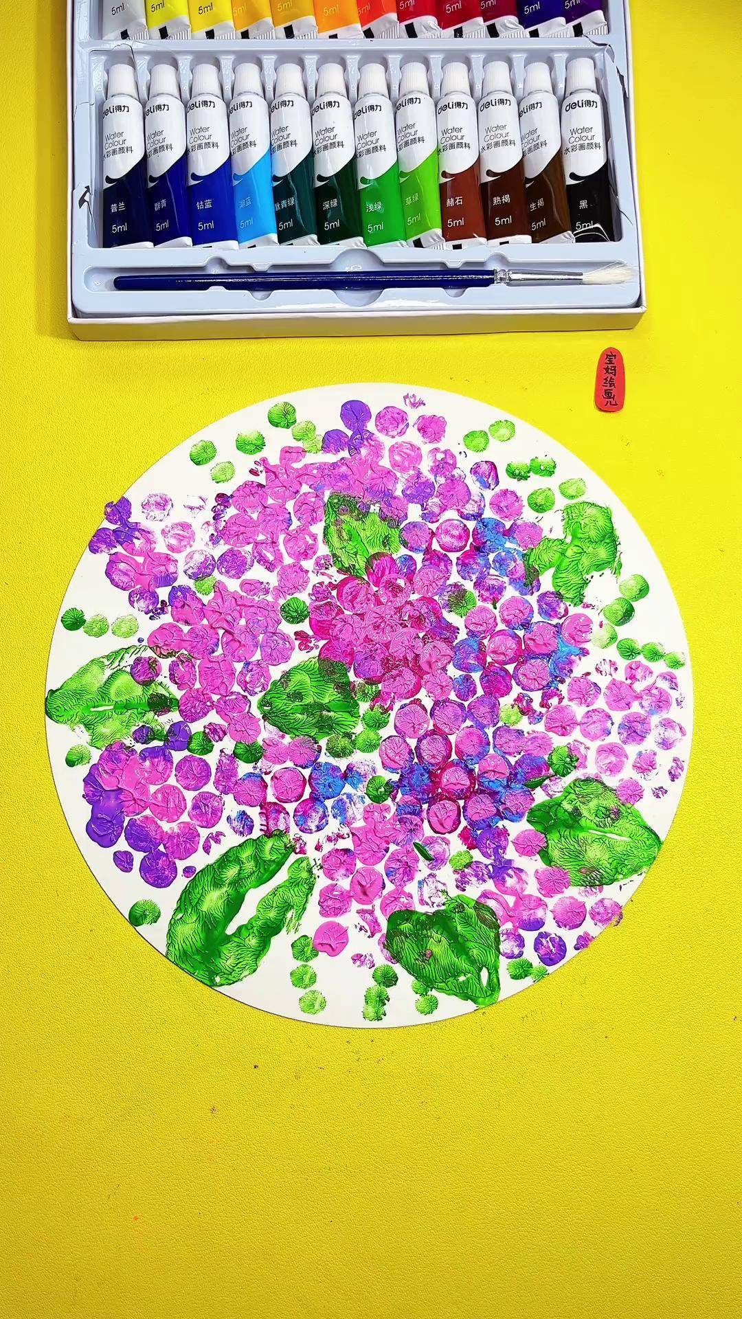 满天星 快递泡泡创意画 丙烯画画 儿童绘画 母亲节手工