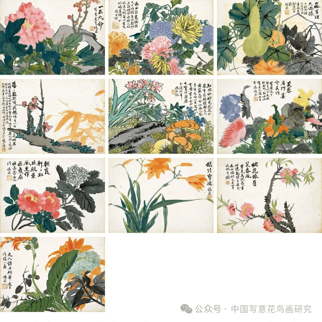 赵之谦花卉图册十开极富韵味