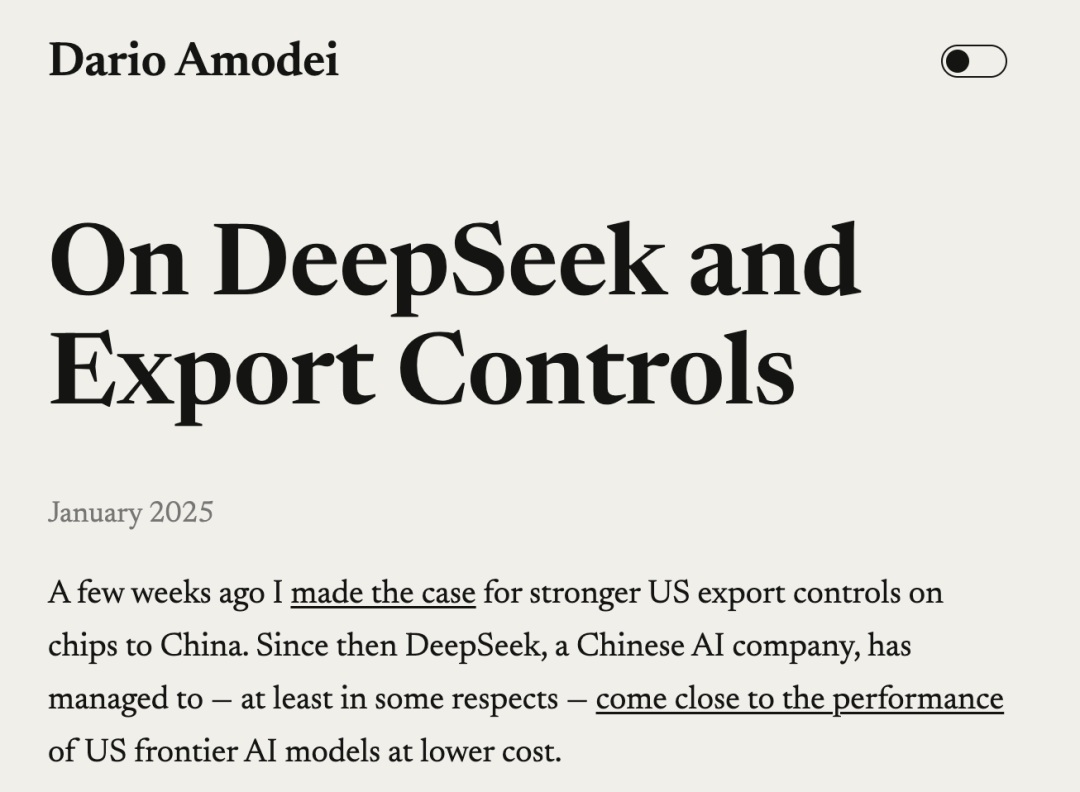 Anthropic创始人发声：DeepSeek事件前所未有，美国要继续加强出口管制_搜狐网