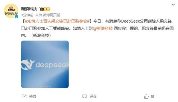 DeepSeek梁文鋒用黑科技遠程參加巴黎AI峰會？假的！