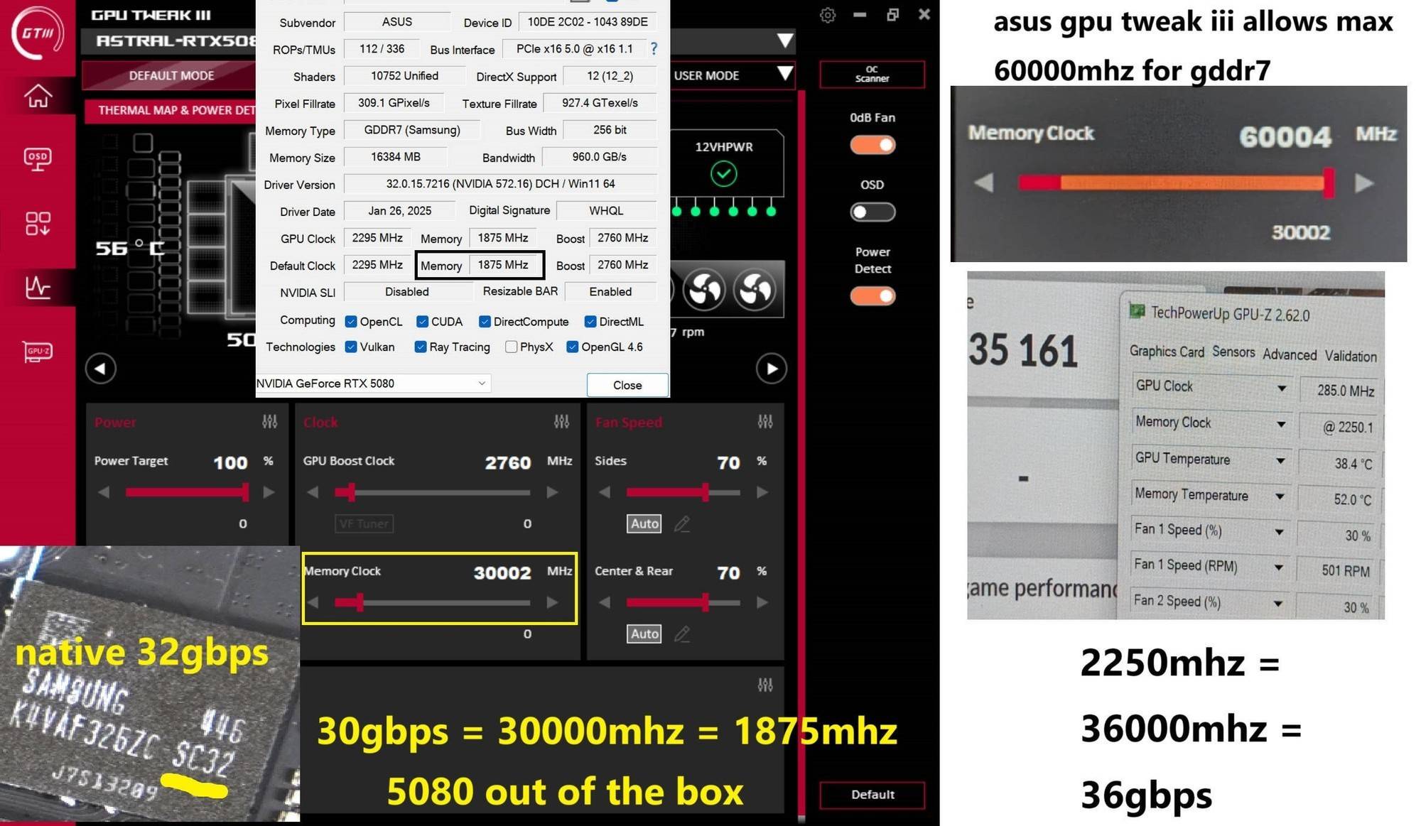 太逆天了！RTX 5080显存超频到36GHz