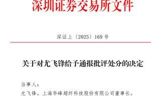 华峰超纤85后董事长尤飞锋被通报批评，母亲短线交易股票成交额118万元