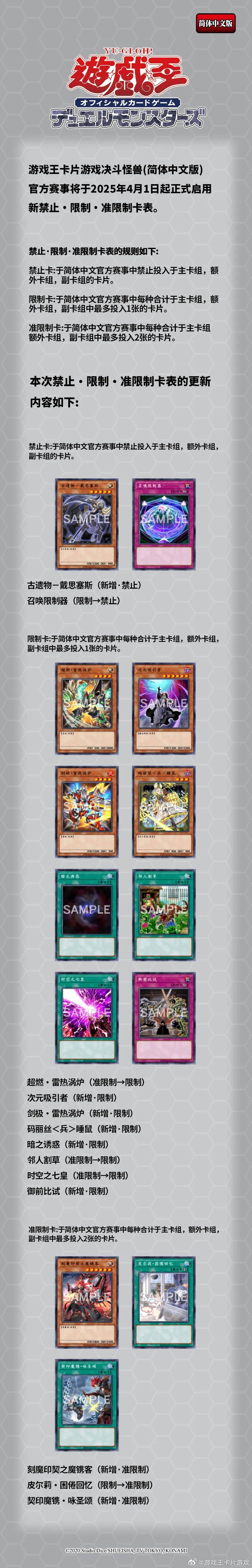 游戏王ocg禁卡表全部