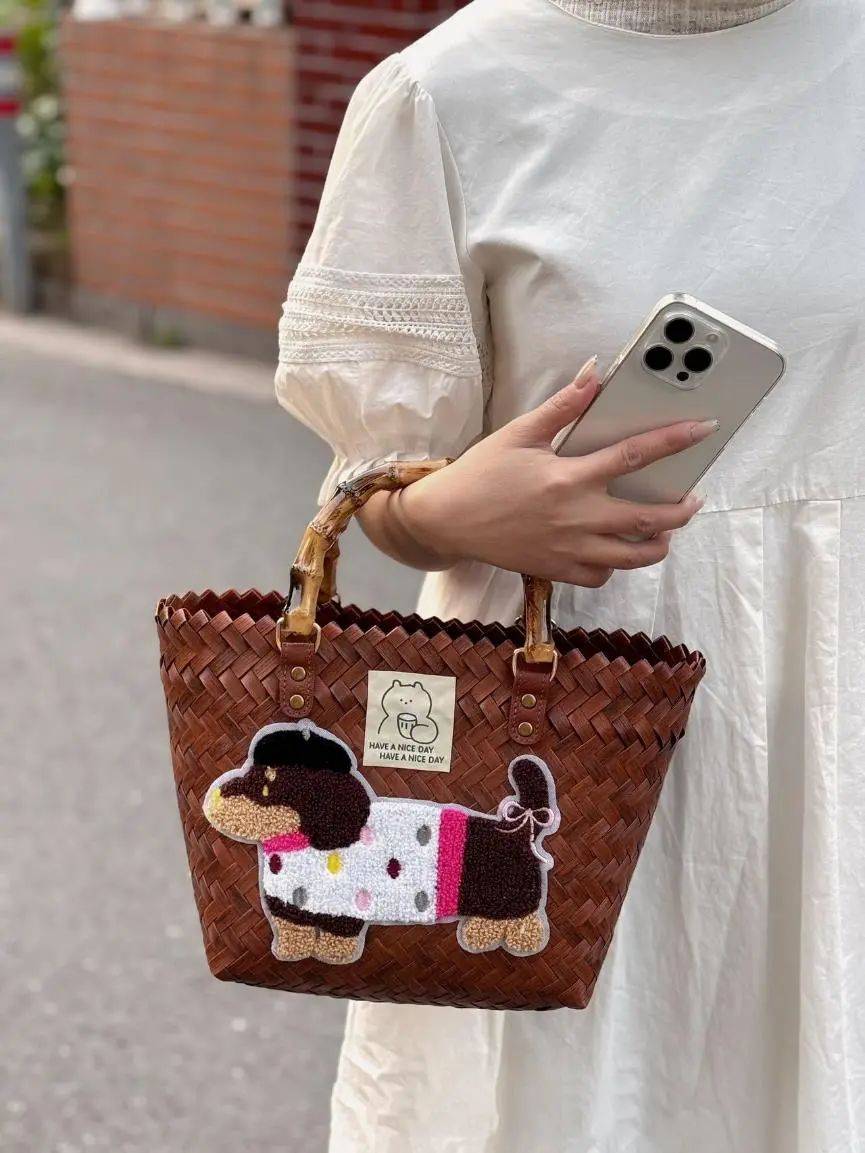 腊肠狗手工编织包,松弛感拉满~