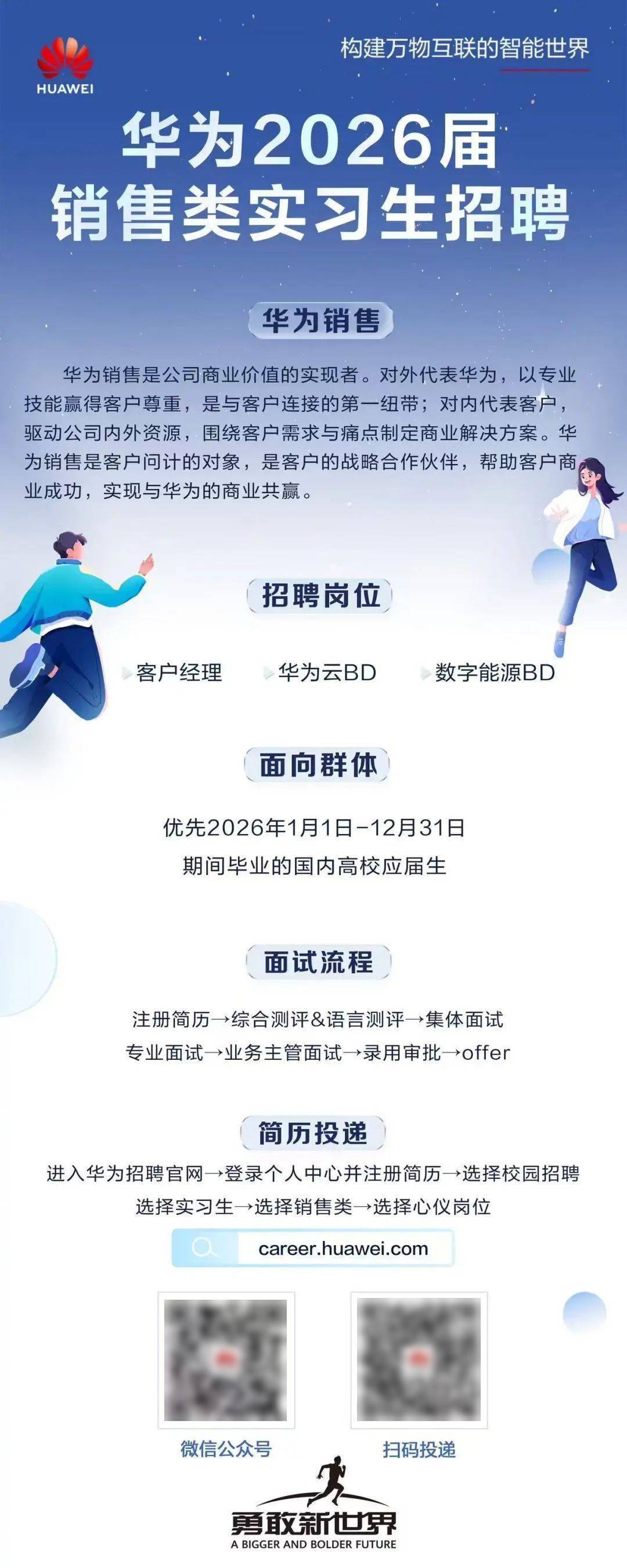 实习招聘 | 华为2026届销售类实习生招聘