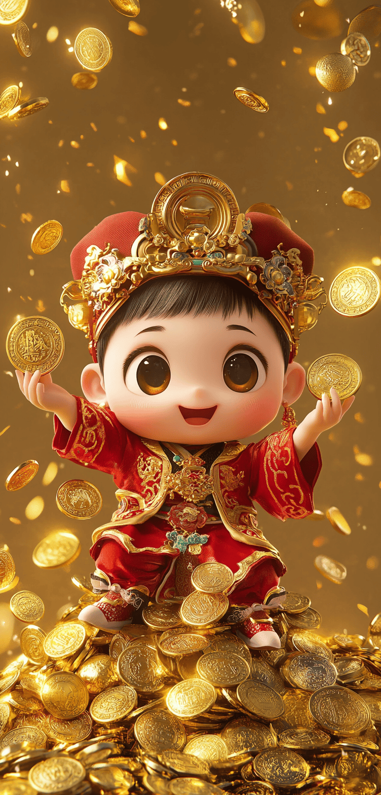 道系"小财神"来财手机壁纸聊天背景图