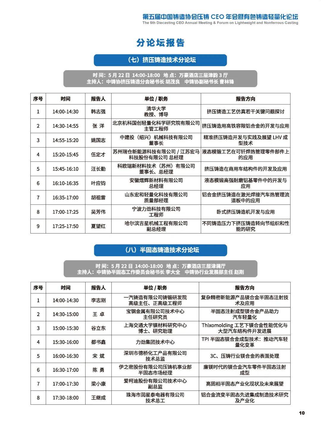 第五届压铸ceo年会暨有色铸造轻量化论坛
