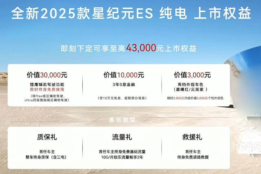 星途星纪元ES纯电版上市，售价18.98-26.98万，智驾升级性价比凸显