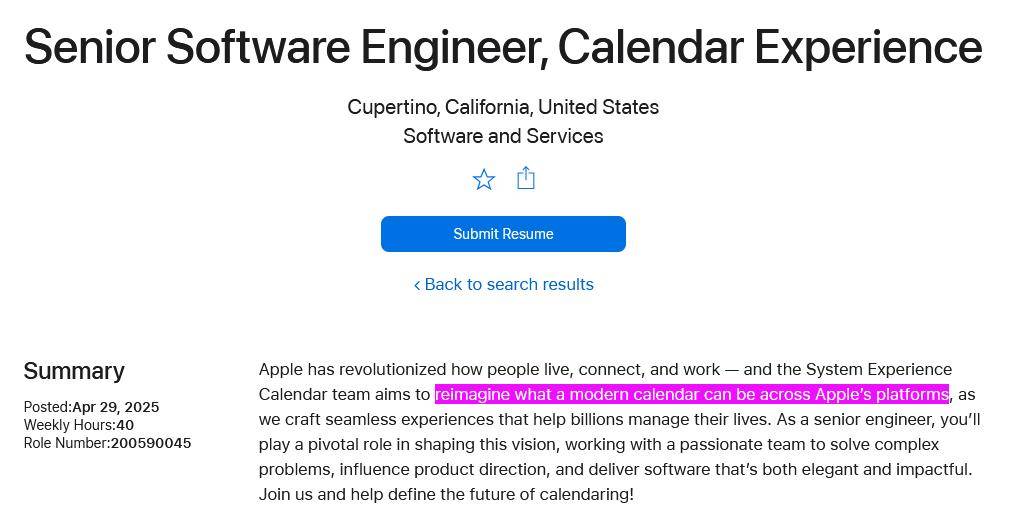 WWDC25 前瞻：招聘信息确认苹果 iOS 19 将重构日历应用