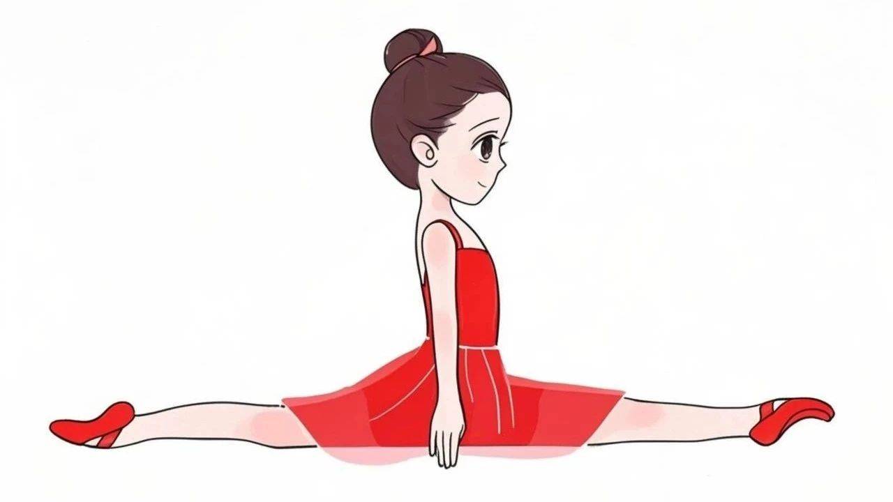 舞蹈基本功图解:竖叉_后腿_动作_扶地