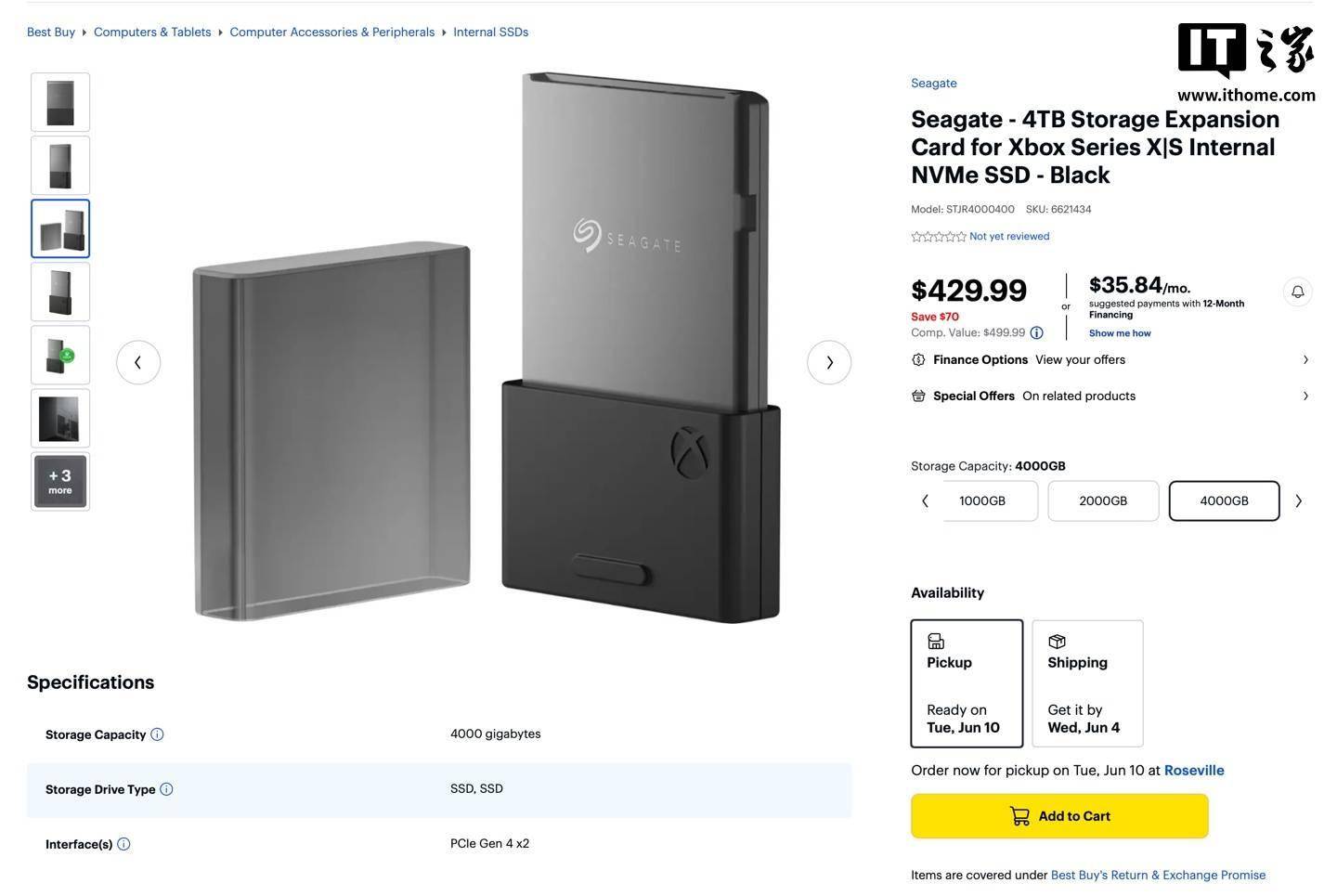 希捷旗下 4TB 容量款 Xbox 存储卡现身百思买电商平台，429 美元