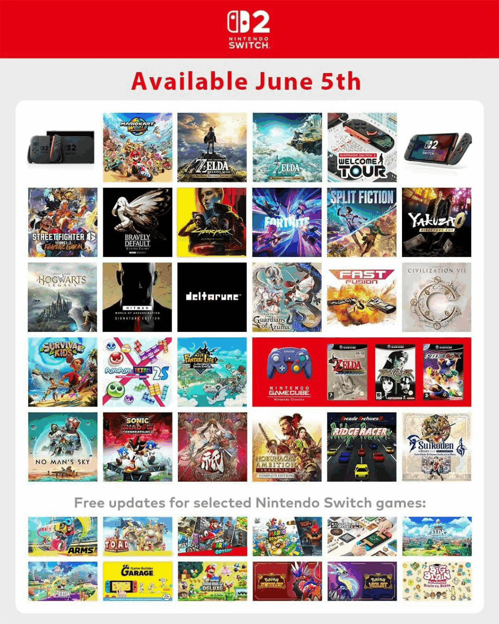 Switch 2今日上市，多款游戏更新及新作护航