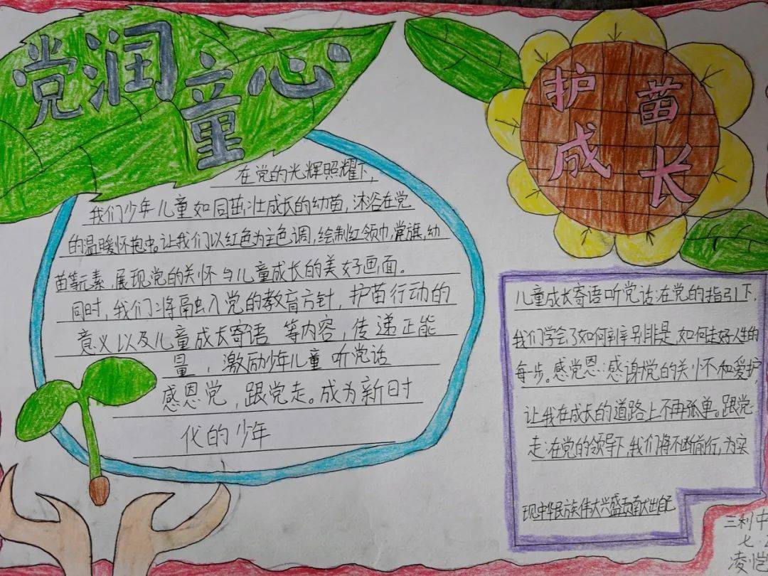 —高阳三利中学"党润童心 护苗成长"主题手抄报活动