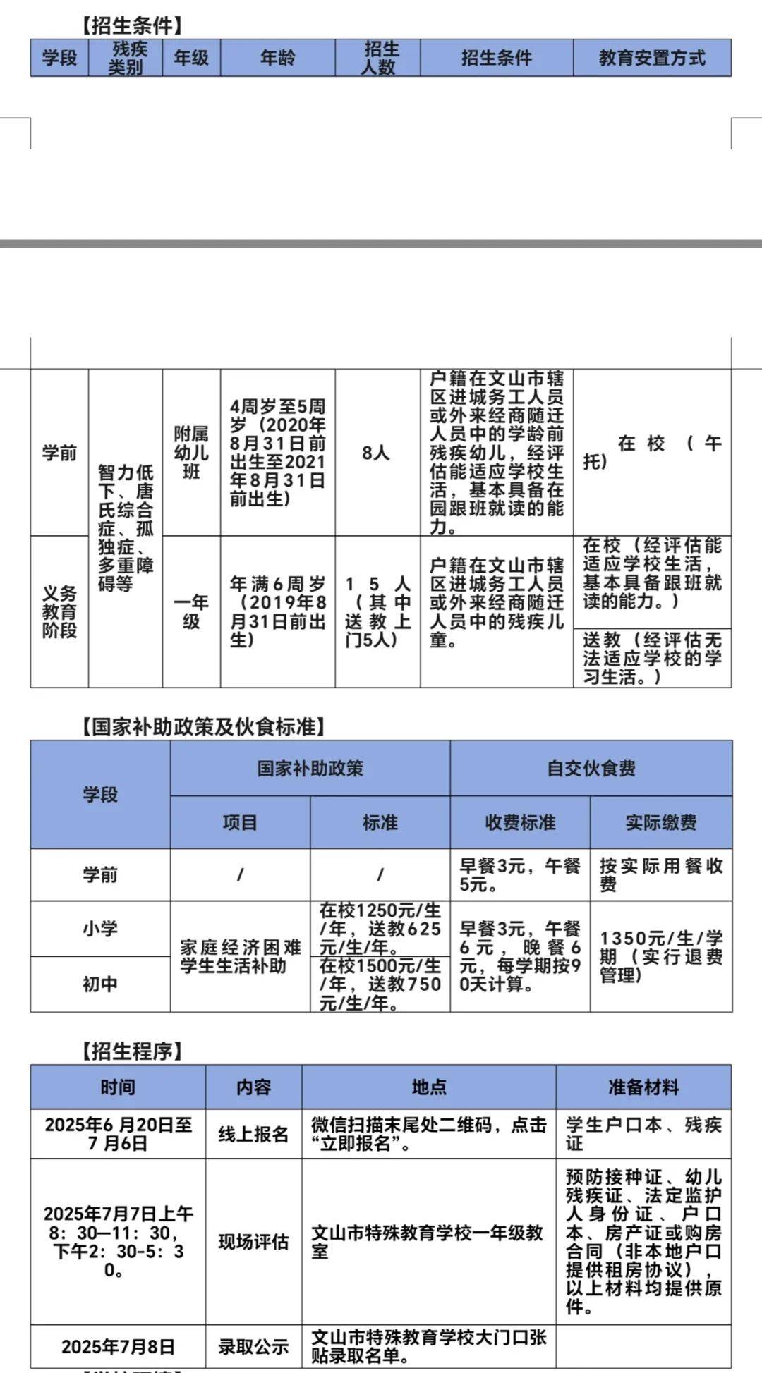 文山市特殊教育学校2025年招生简章