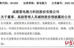 董事长、财务总监等集中减持，雷电微力回应：有资金需求，不存在其他猜测
