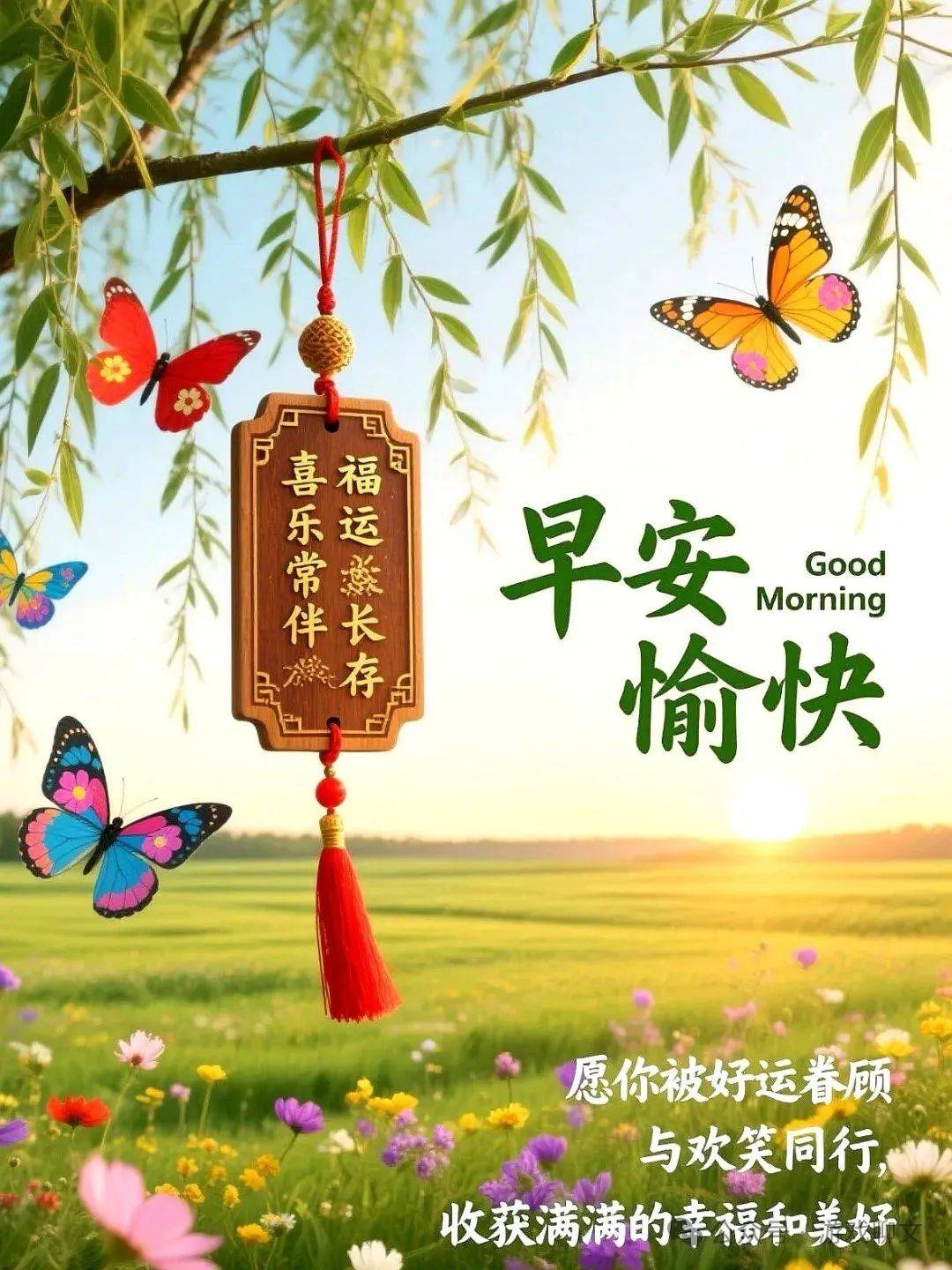 66张早安图片早上好问候祝福语,善待自己,笑对人生