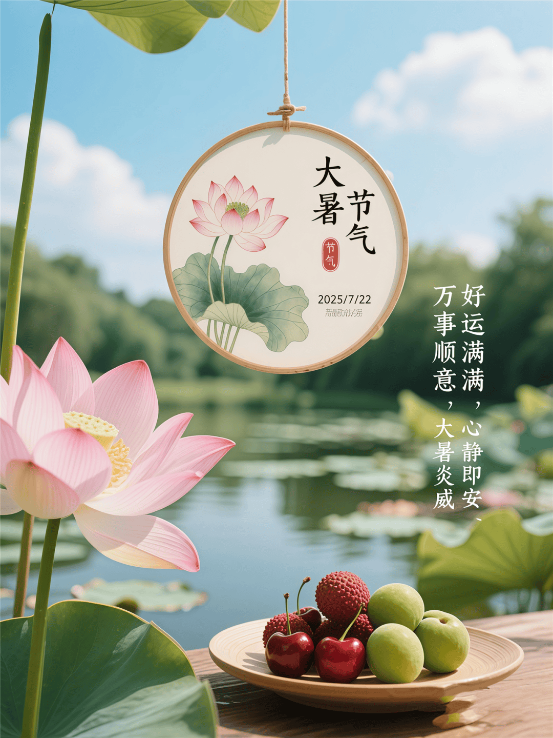 大暑早安图片新款表情包,今天早上好最新版本祝福问候语朋友圈文案