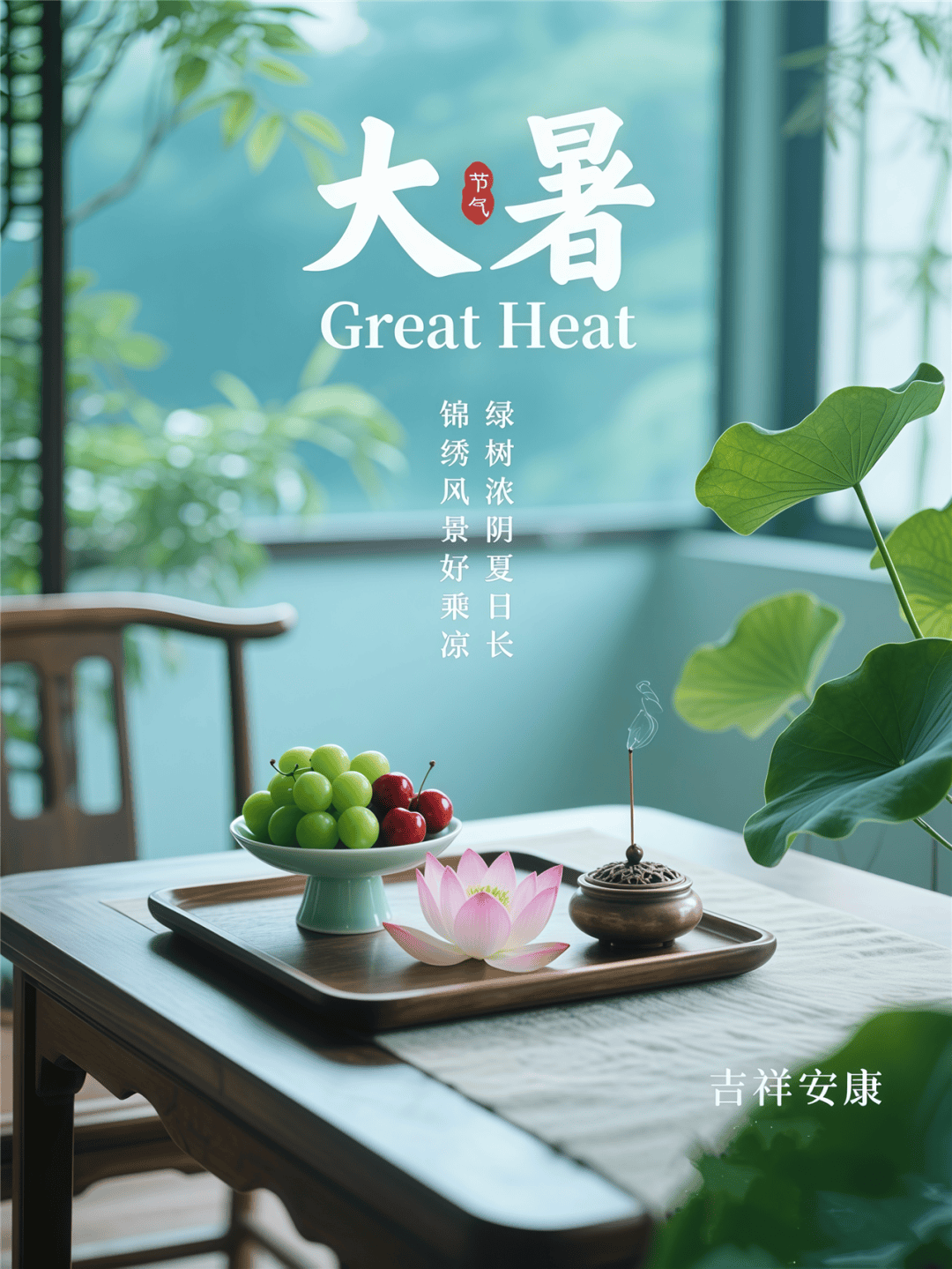 大暑早安图片新款表情包,今天早上好最新版本祝福问候语朋友圈文案