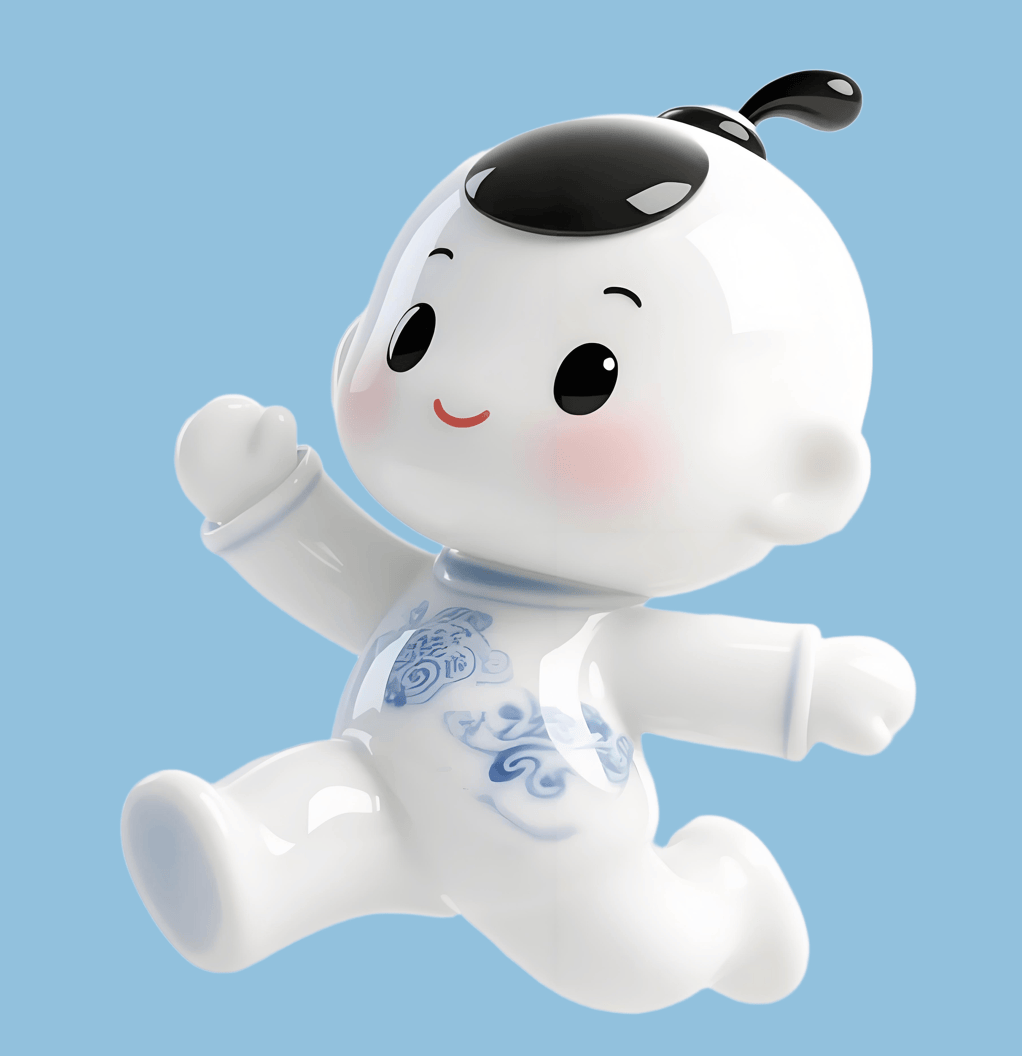 娃娃恰似从元代青花瓷画中走出的灵动精灵