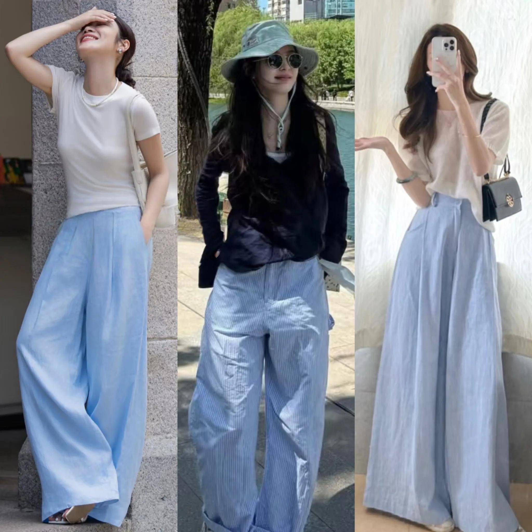 中年女生夏天试试这4种颜色的"阔腿裤",减龄高级