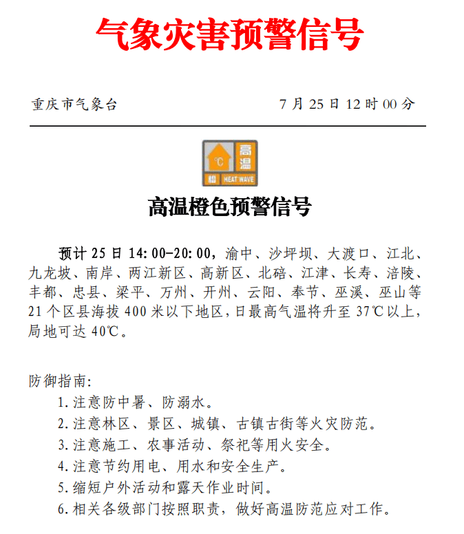 重庆高温灾害Ⅲ级预警！十天持续晴热少雨，防护要点→