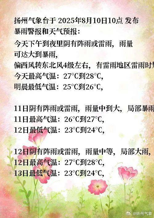 扬州天气高邮天气预报