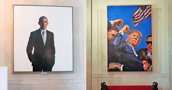 图片[2]-特朗普将奥巴马、布什父子肖像移至白宫楼梯间-华闻时空