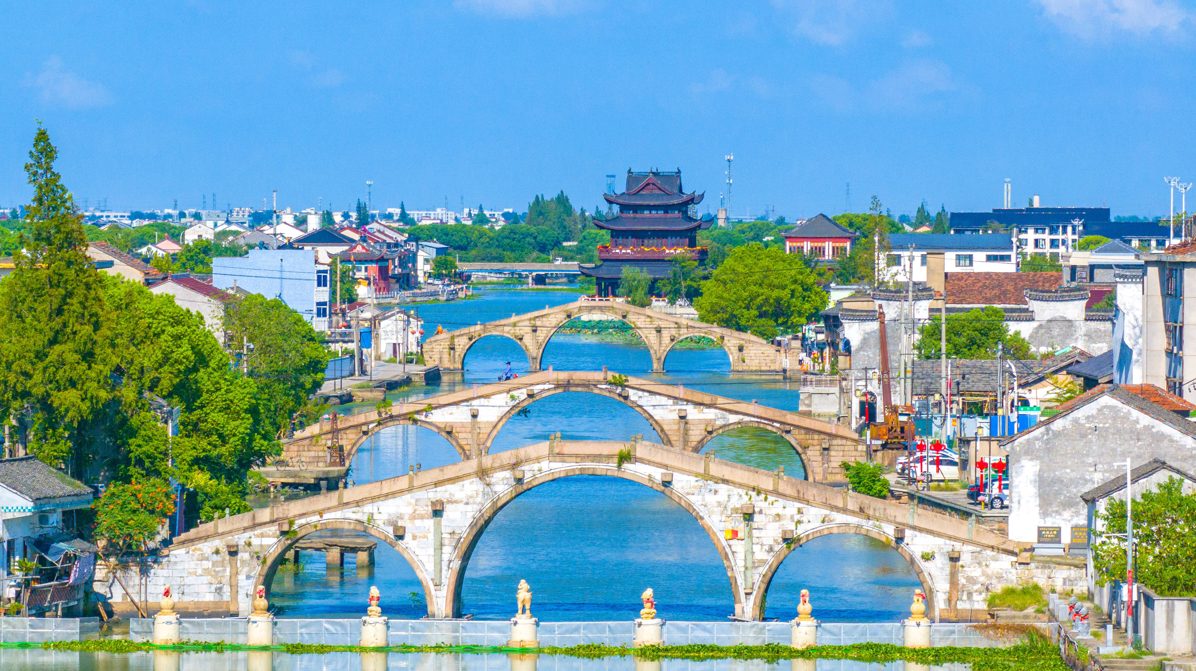 2025年8月15日在浙江省湖州市南浔区双林镇拍摄的风光