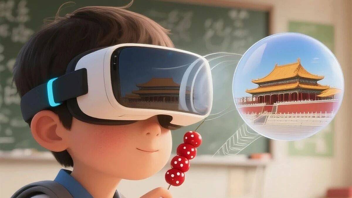 VR 上课能 “边学边吃虚拟糖葫芦”?去 PT 展现场解锁惊喜~_课本_通信_日子