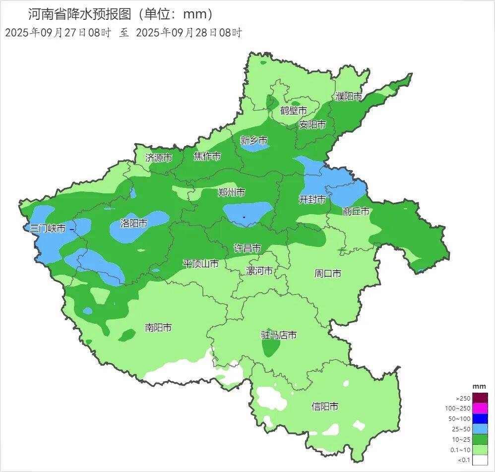 未来3天河南依旧多雨，部分地区有大雾