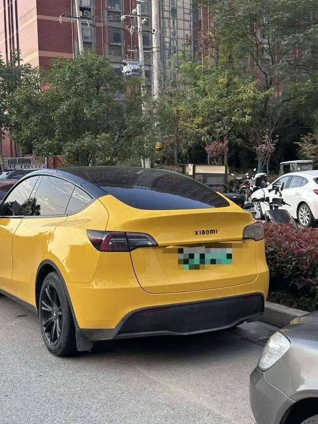 网友路遇特斯拉“变身”小米汽车，交警：可处300元以下罚款或警告