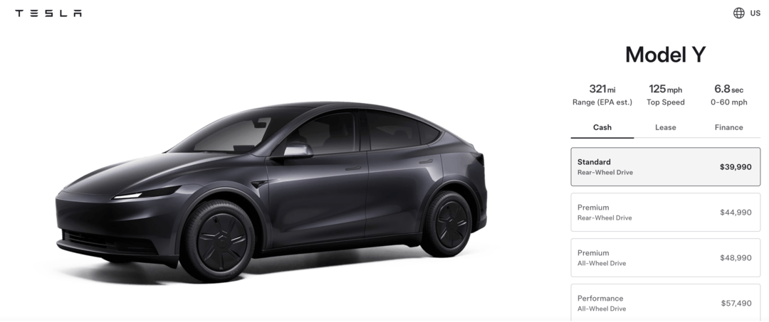 特斯拉股价跌超4%！“简配版”Model Y 定价近4万美元仍被嫌“贵”