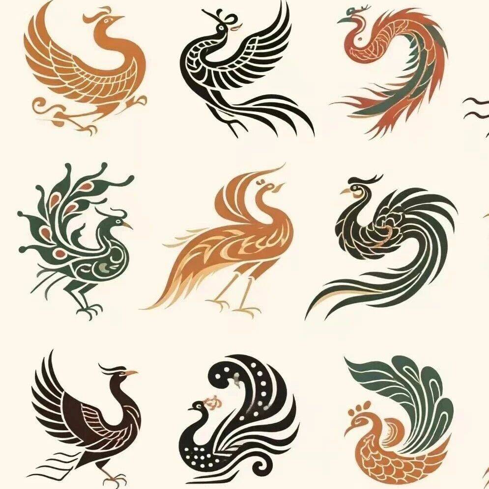 141种中国传统凤凰纹图案!_神鸟_纹饰_特征