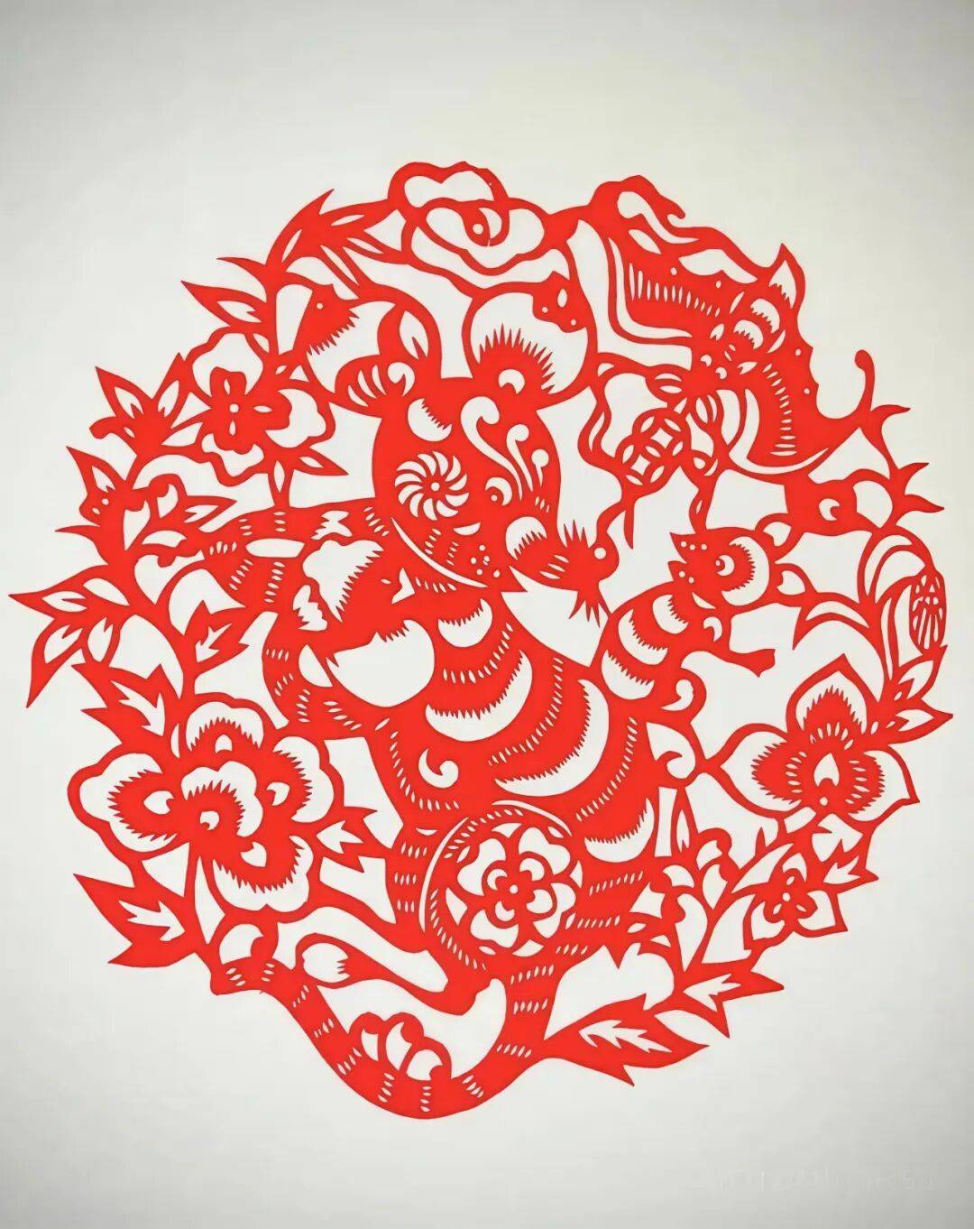 张红纸一把剪刀在指尖的灵动操作下便能变幻出花鸟人物吉祥图案