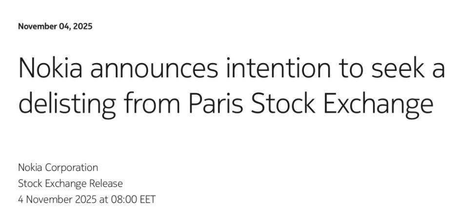 千亿巨头诺基亚突然宣布：计划退市！英伟达此前决定投资公司10亿美元