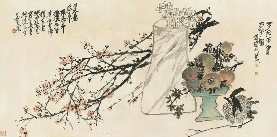 吴昌硕十大弟子的花鸟画40图