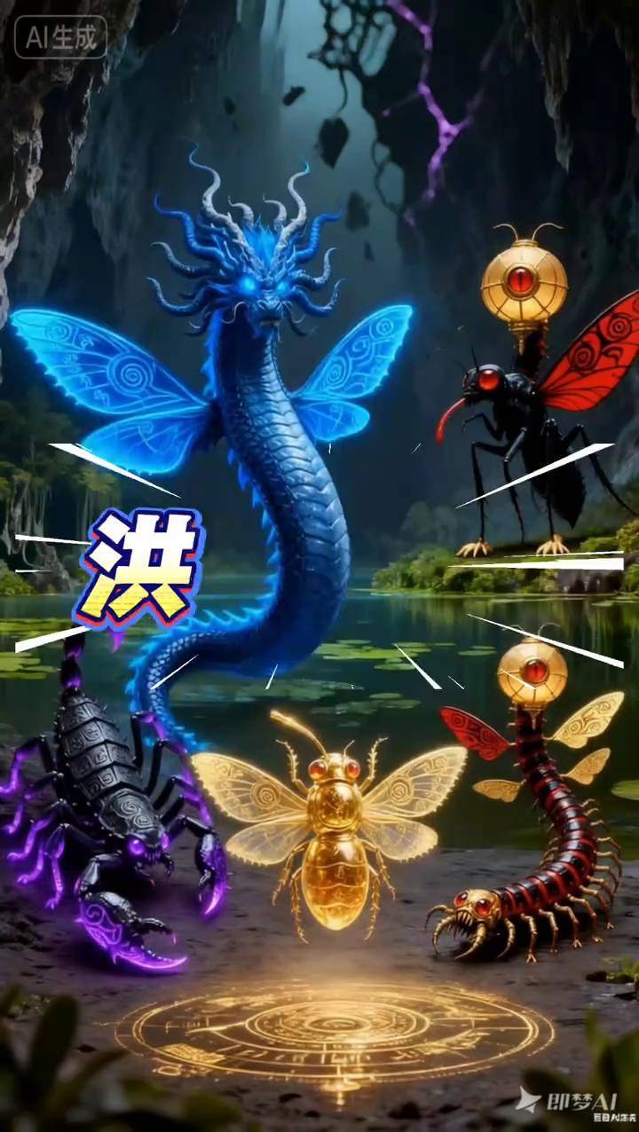 洪荒五虫,六翅金蝉,血翅黑蚊,多目金蜈蚣,九尾地蝎,九头虫 #山海经异兽录 #山海经 #洪荒世界 #上古神兽 #上古神话