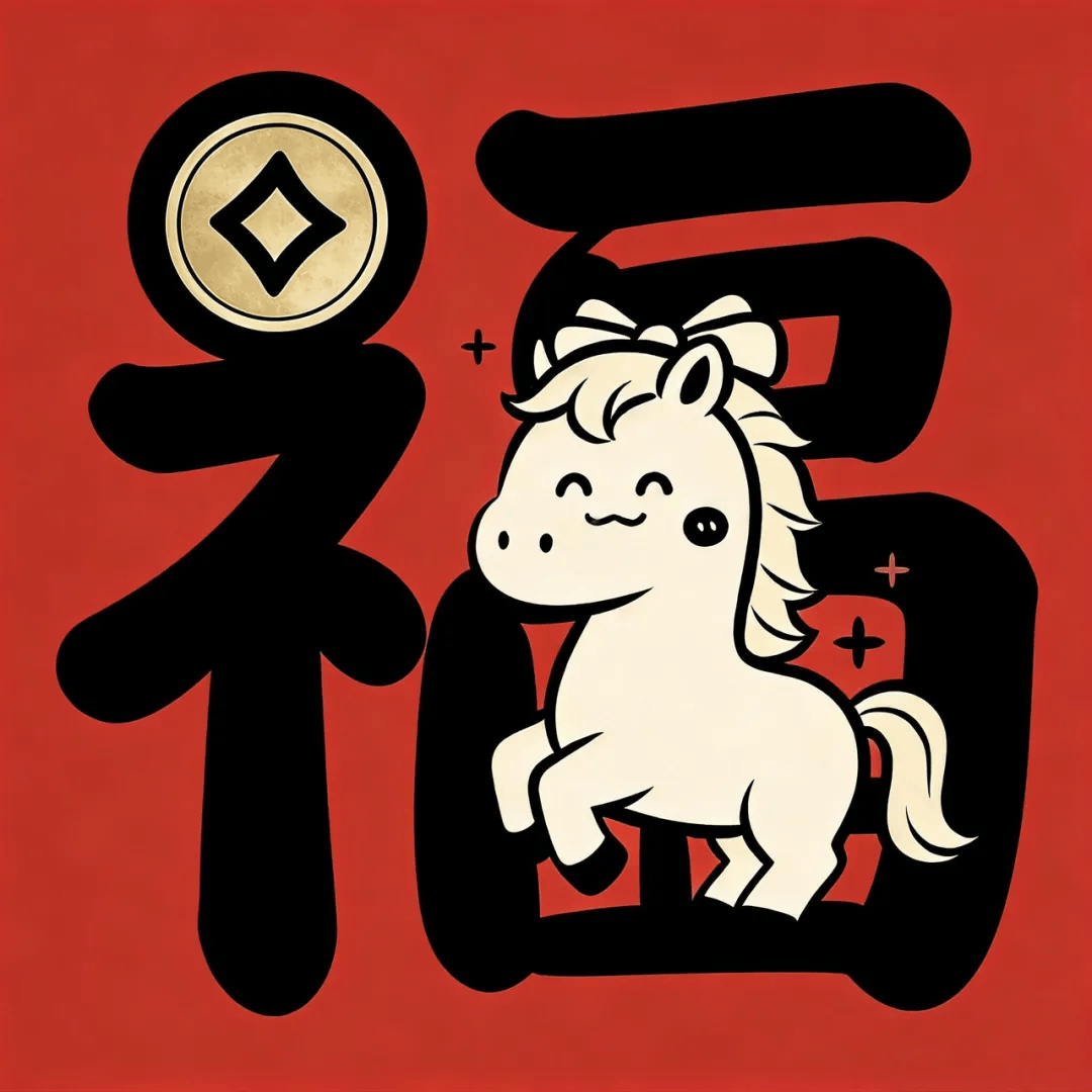 幼儿园马年环创,可爱版福字