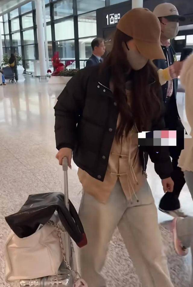 杨颖带小海绵回上海，戴金项链和手链，从头到脚奢侈品价格超15W