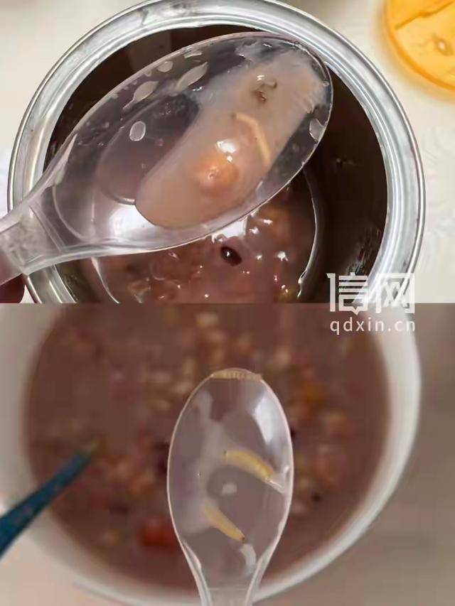 粥博士八宝粥一勺下去舀出三只虫子，连开三罐都有虫！