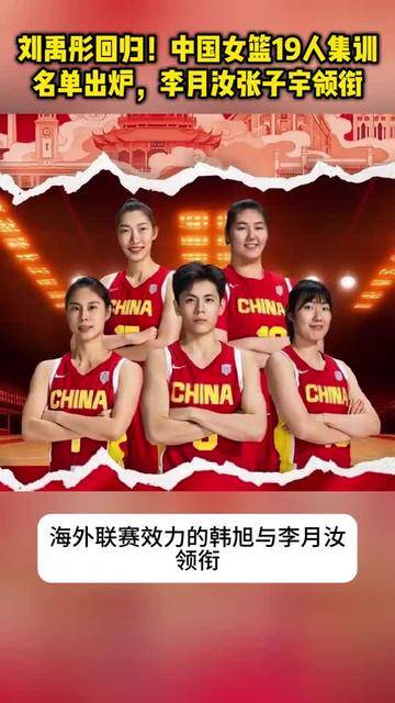 刘禹彤回归！中国女篮19人集训名单出炉，李月汝张子宇领衔