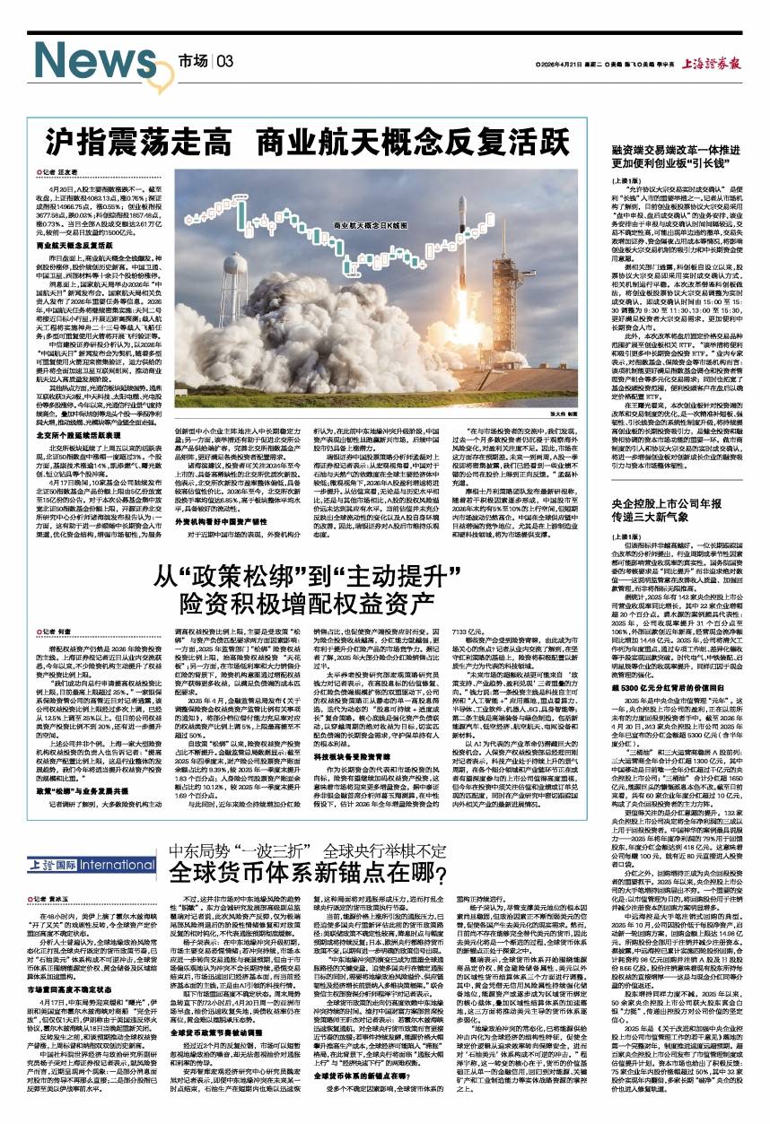 沪指震荡走高 商业航天概念反复活跃