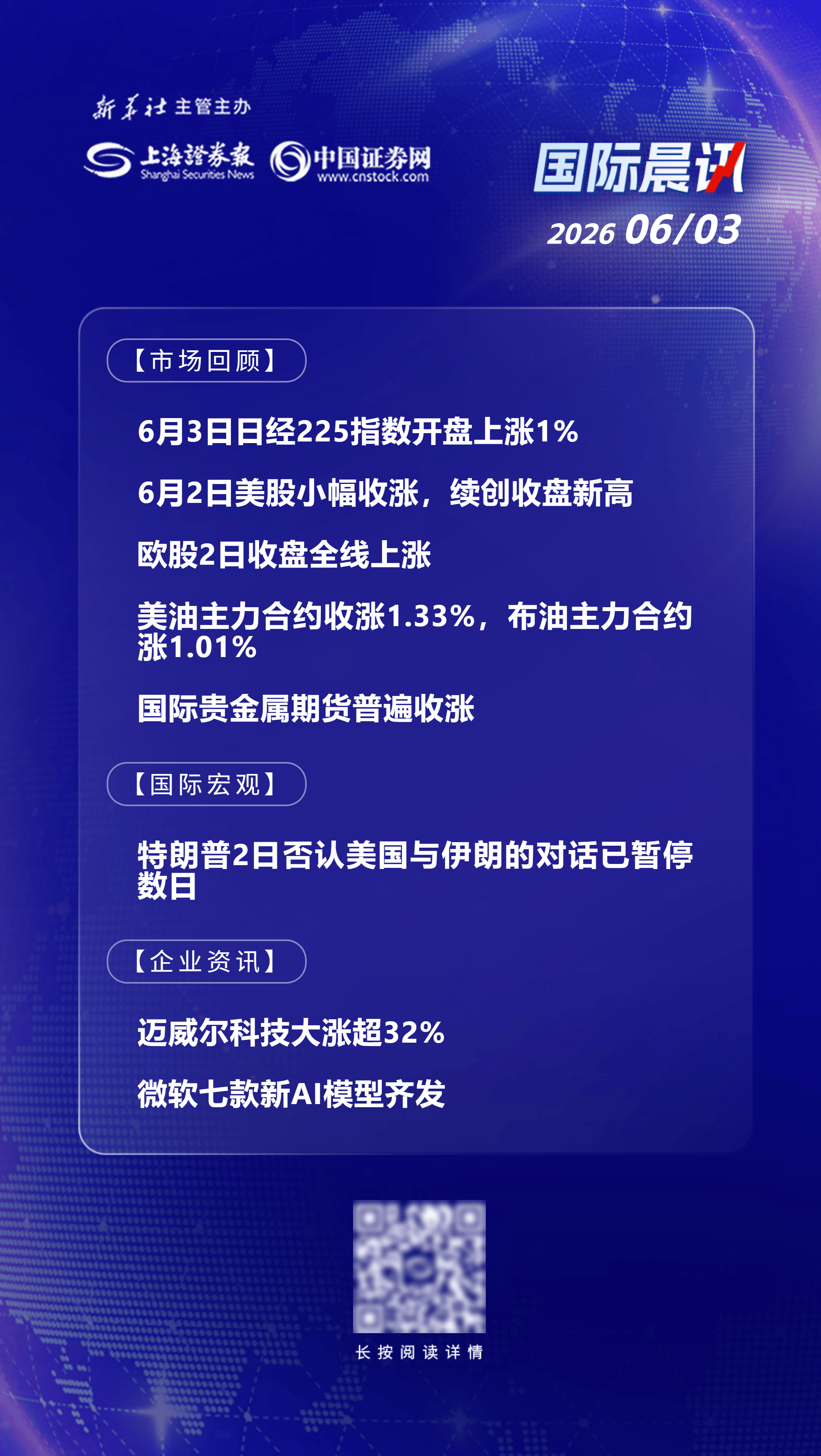 6月3日国际晨讯 | 迈威尔科技大涨超32% 微软七款新AI模型齐发