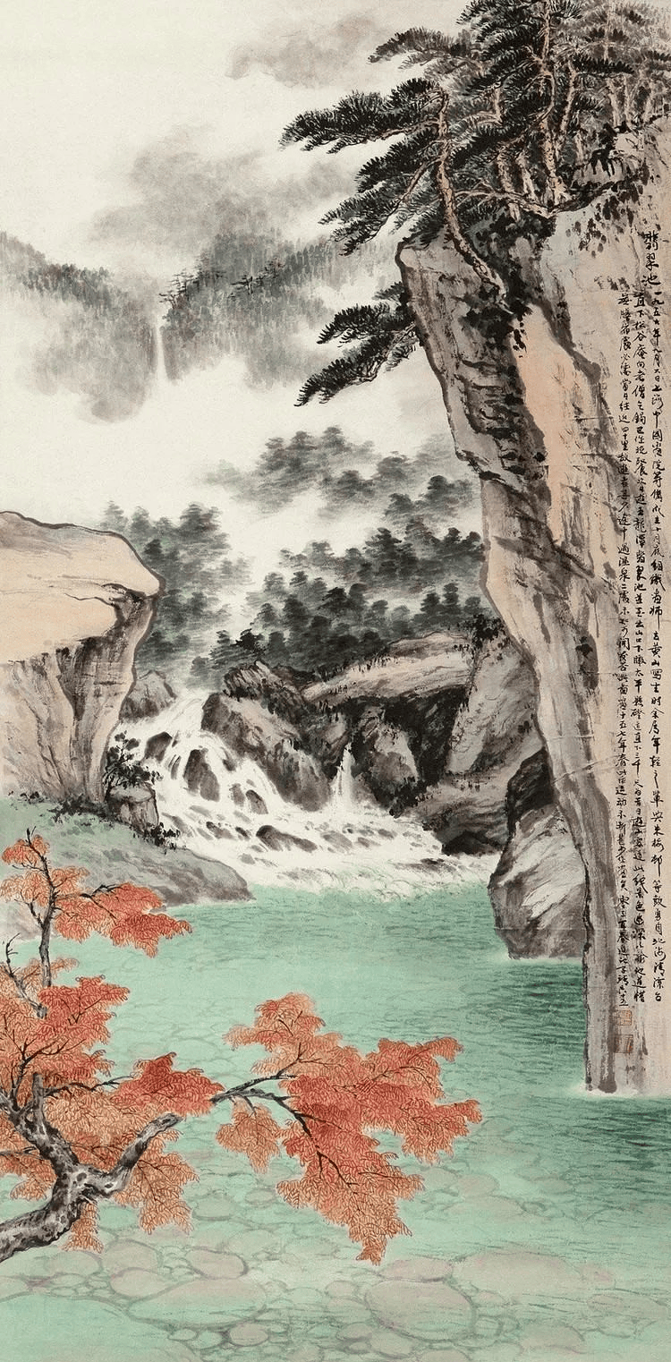 他的山水画,清幽旷远,意蕴悠长